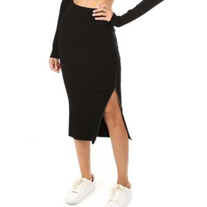 cotton citizen • 'ibiza' side slit ribbed midi